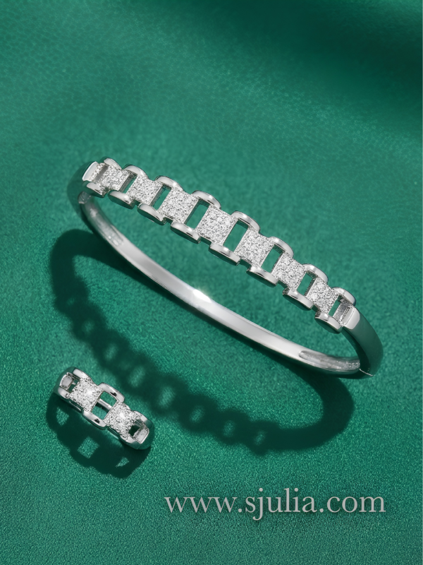 Rukhsar – Sterling Silver Pave Link Bangle & Ring Set Rukhsar – Sterling Silver Pave Link Bangle & Ring Set
