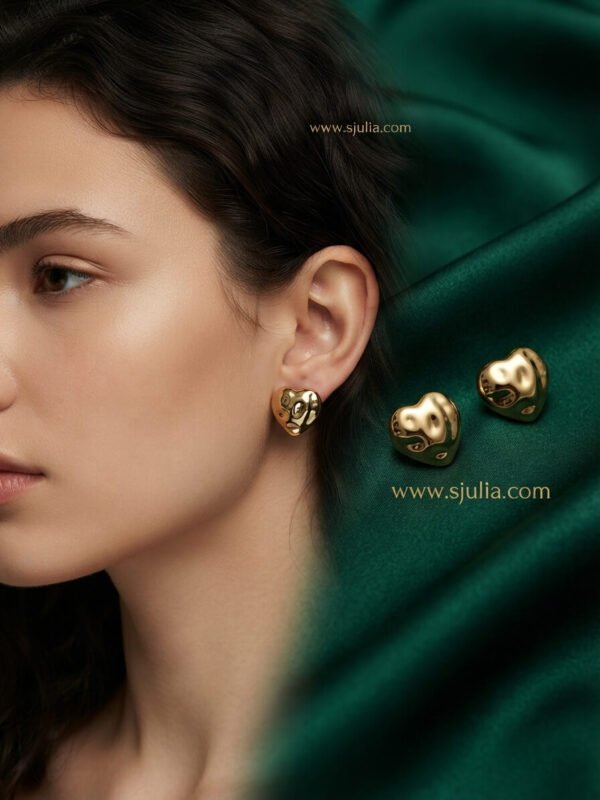 Nyla – Puffy Heart Gold Stud Earrings Nyla – Puffy Heart Gold Stud Earrings