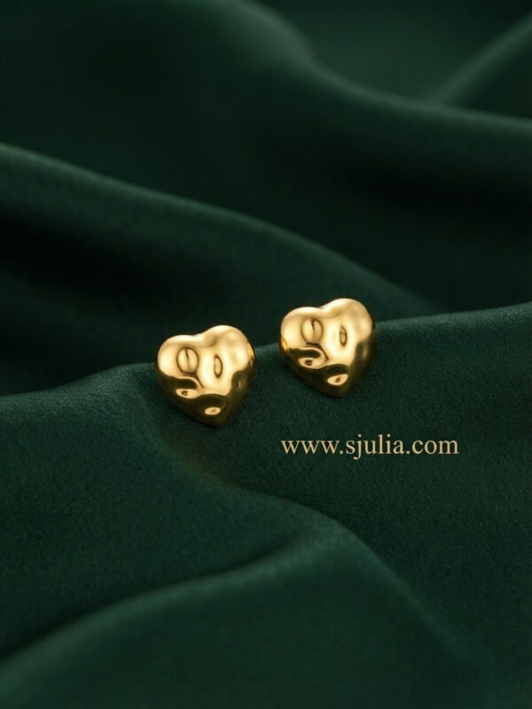 Nyla – Puffy Heart Gold Stud Earrings Nyla – Puffy Heart Gold Stud Earrings