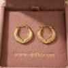 Areeba – Feather Leaf Gold Hoop Earrings Areeba – Feather Leaf Gold Hoop Earrings