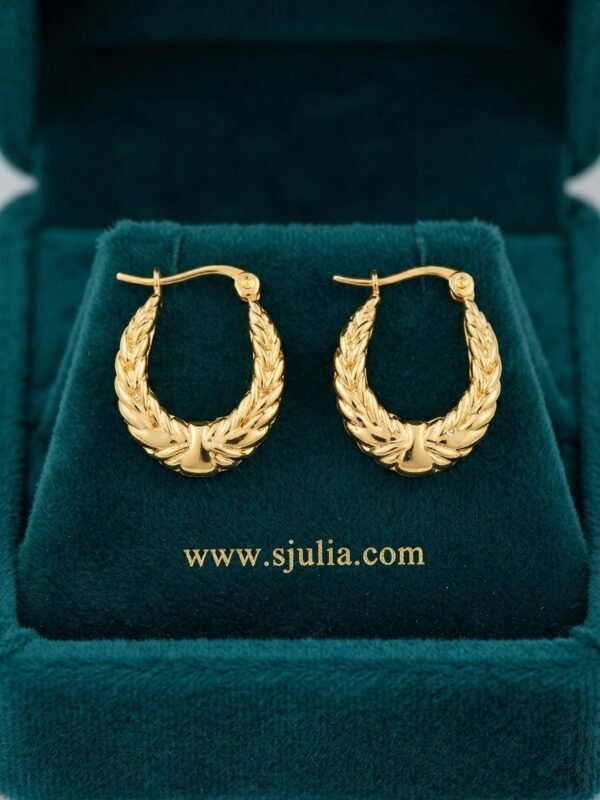 Sabreen – Laurel Leaf Gold Hoop Earrings Sabreen – Laurel Leaf Gold Hoop Earrings