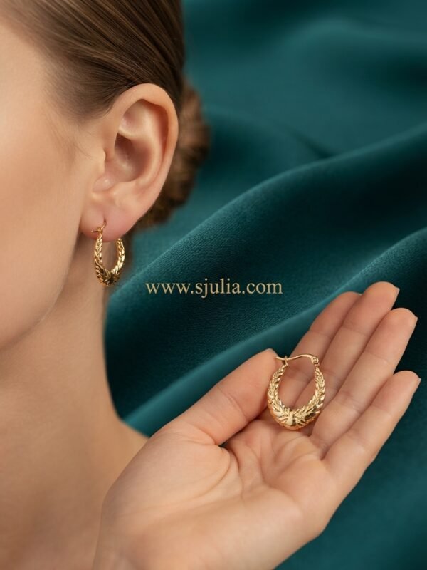 Sabreen – Laurel Leaf Gold Hoop Earrings Sabreen – Laurel Leaf Gold Hoop Earrings