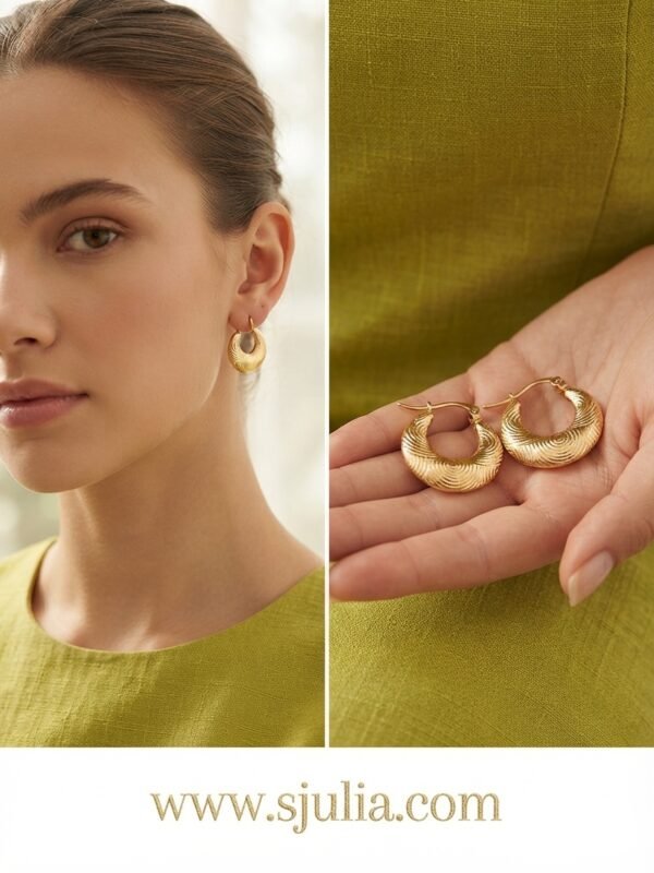 Rida – Swirl Etched Gold Hoop Earrings Rida – Swirl Etched Gold Hoop Earrings