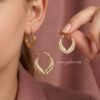 Areeba – Feather Leaf Gold Hoop Earrings Areeba – Feather Leaf Gold Hoop Earrings