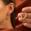 Zunaira – Pointed Ribbed Gold Hoop Earrings Zunaira – Pointed Ribbed Gold Hoop Earrings