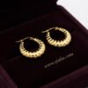 Noor – Ribbed Teardrop Gold Hoop Earrings Noor – Ribbed Teardrop Gold Hoop Earrings