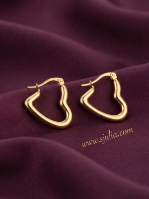 Rushna – Wavy Heart Gold Hoop Earrings