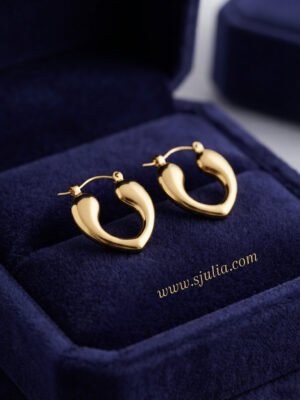 Ishaal – Open Heart Gold Hoop Earrings