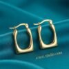 Hania – Rectangular Gold Hoop Earrings Hania – Rectangular Gold Hoop Earrings