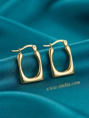 Hania – Rectangular Gold Hoop Earrings