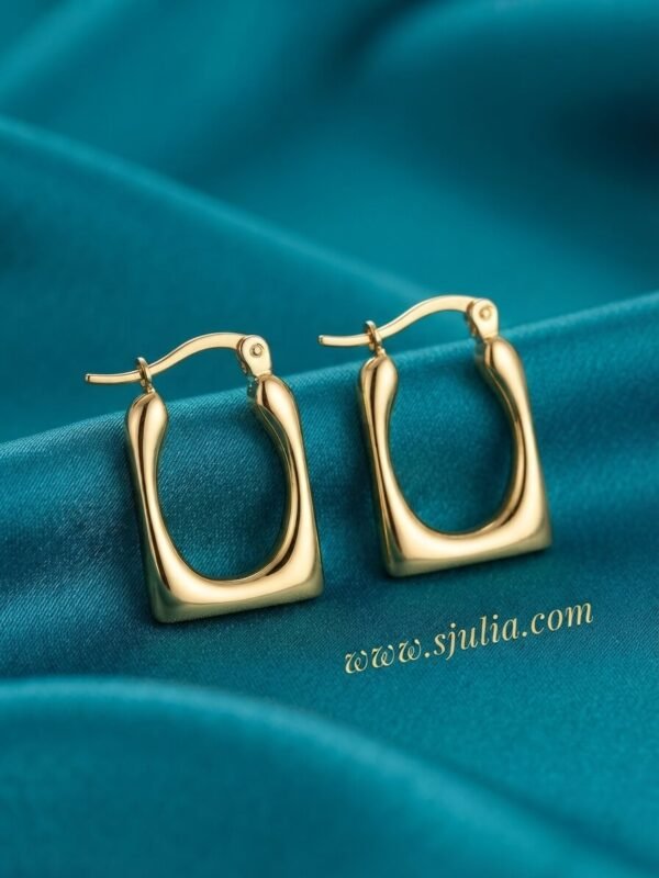 Hania – Rectangular Gold Hoop Earrings Hania – Rectangular Gold Hoop Earrings