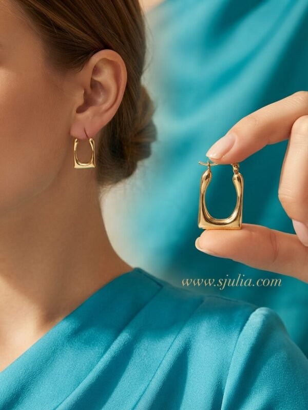 Hania – Rectangular Gold Hoop Earrings Hania – Rectangular Gold Hoop Earrings