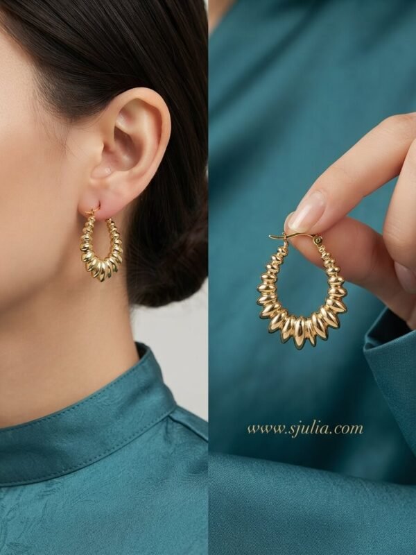 Ayesha – Beaded Petal Gold Hoop Earrings Ayesha – Beaded Petal Gold Hoop Earrings