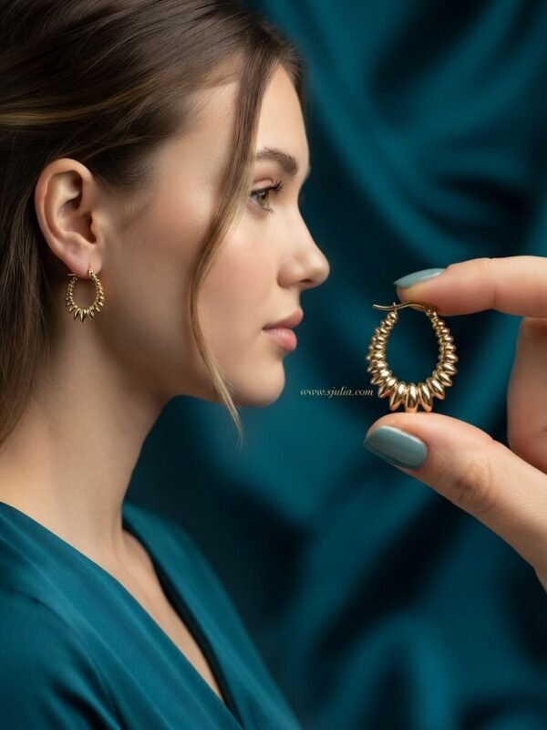 Ayesha – Beaded Petal Gold Hoop Earrings Ayesha – Beaded Petal Gold Hoop Earrings