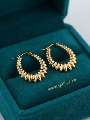 Ayesha – Beaded Petal Gold Hoop Earrings