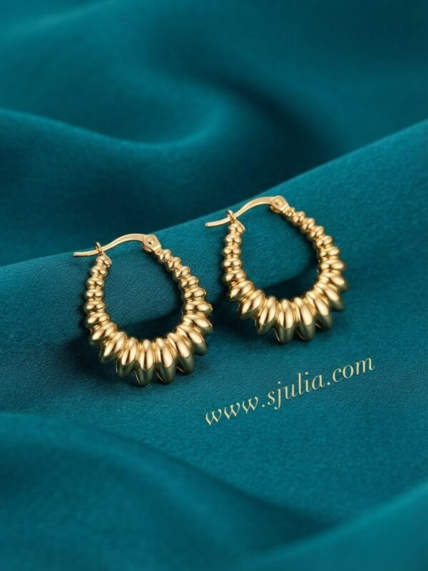 Ayesha – Beaded Petal Gold Hoop Earrings Ayesha – Beaded Petal Gold Hoop Earrings