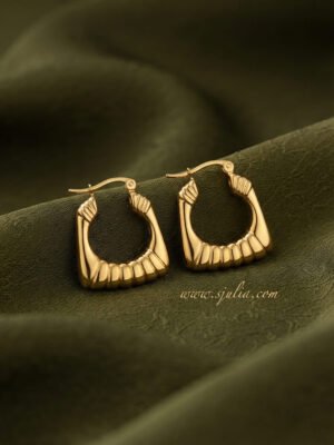 Zoya – Ribbed Square Gold Hoop Earrings