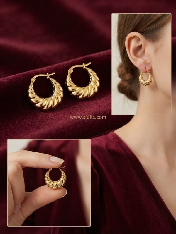 Alishba – Croissant Twist Gold Hoop Earrings Alishba – Croissant Twist Gold Hoop Earrings