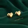 Meerab – Smooth Puffy Heart Gold Stud Earrings