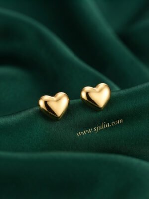 Meerab – Smooth Puffy Heart Gold Stud Earrings Meerab – Smooth Puffy Heart Gold Stud Earrings