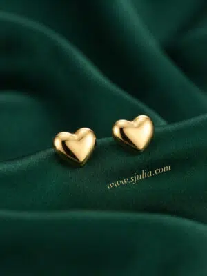 Meerab – Smooth Puffy Heart Gold Stud Earrings Meerab – Smooth Puffy Heart Gold Stud Earrings