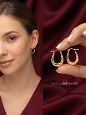 Mahnoor – Smooth Teardrop Gold Hoop Earrings