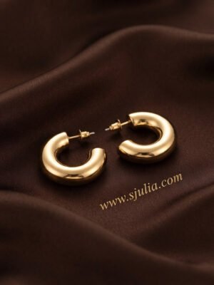 Sana – Chunky Gold Tube Hoop Earrings