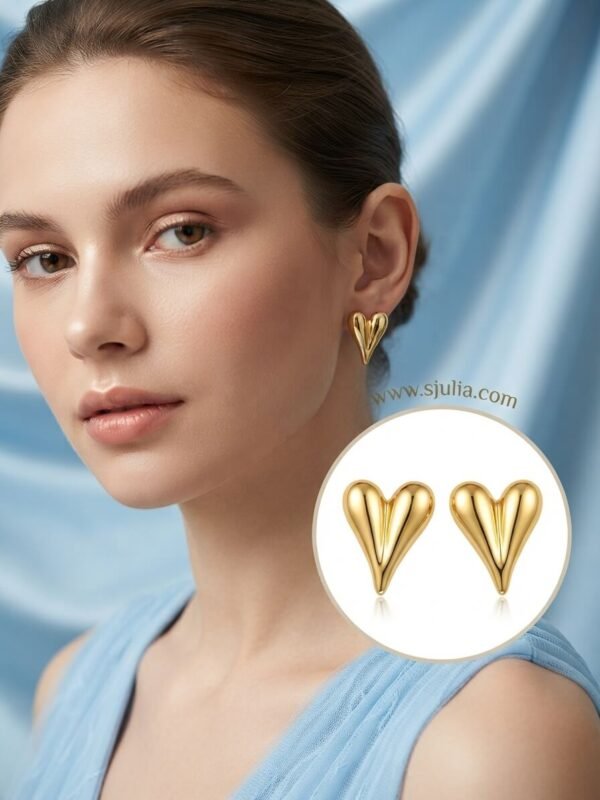 Aiza – Elongated Gold Heart Stud Earrings Aiza – Elongated Gold Heart Stud Earrings