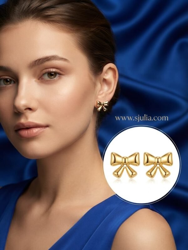 Rivaa – Textured Gold Bow Stud Earrings Rivaa – Textured Gold Bow Stud Earrings