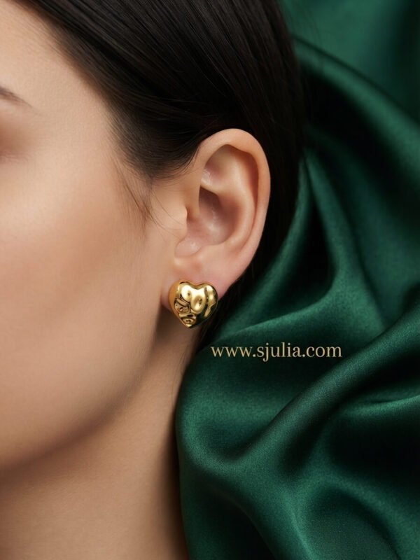 Nyla – Puffy Heart Gold Stud Earrings Nyla – Puffy Heart Gold Stud Earrings