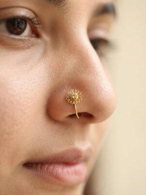 Rumi – Gold Filigree Crystal Nose Ring