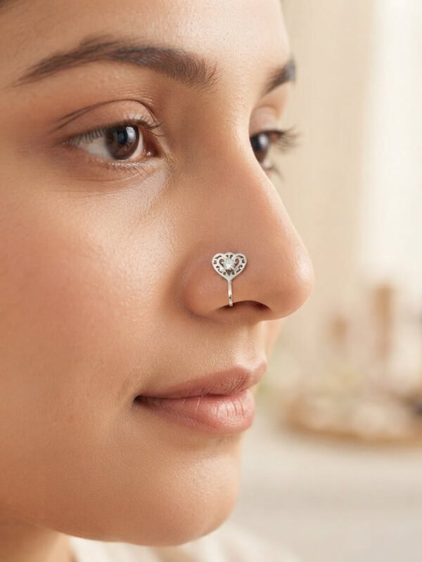 Zaina – Silver Filigree Heart Nose Ring Zaina – Silver Filigree Heart Nose Ring