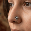 Sera – Oxidised Silver Spiral Flower Nose Ring
