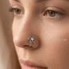 Vera – Oxidised Silver Etched Flower Nose Ring Vera – Oxidised Silver Etched Flower Nose Ring