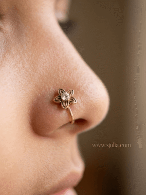 Vera – Antique Gold Etched Flower Nose Ring Vera – Antique Gold Etched Flower Nose Ring