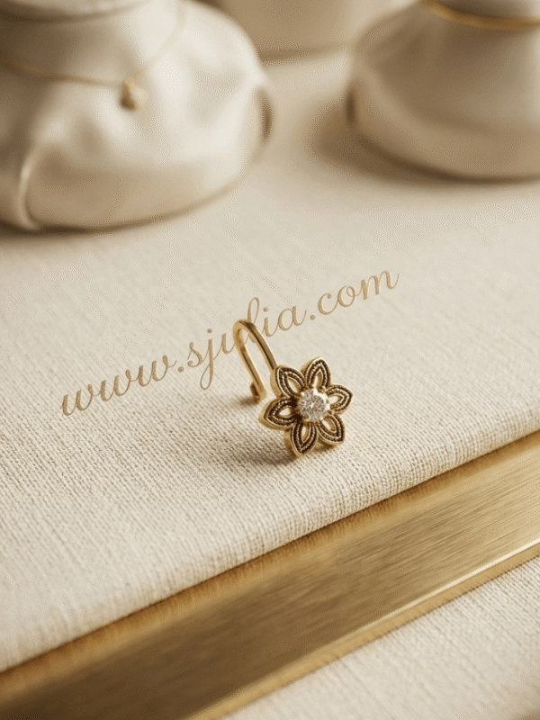 Vera – Antique Gold Etched Flower Nose Ring Vera – Antique Gold Etched Flower Nose Ring