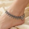 Meher – Oxidised Silver Fan Drop Anklet (Payal)