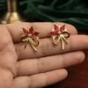 Aaliya – Gold Pink Crystal Floral Bow Studs Aaliya – Gold Pink Crystal Floral Bow Studs