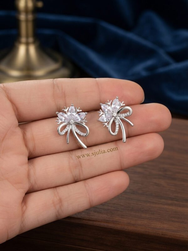 Aaliya – Gold Pink Crystal Floral Bow Studs Aaliya – Gold Pink Crystal Floral Bow Studs