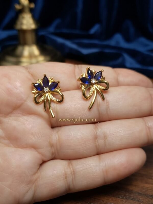 Aaliya – Gold Pink Crystal Floral Bow Studs Aaliya – Gold Pink Crystal Floral Bow Studs