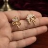 Aaliya – Gold Pink Crystal Floral Bow Studs Aaliya – Gold Pink Crystal Floral Bow Studs