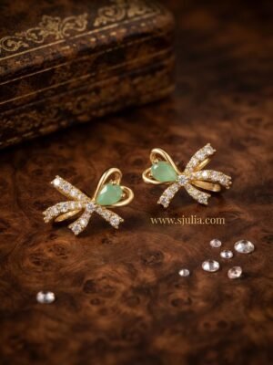 Sana – Gold Mint Crystal Bow Studs Sana – Gold Mint Crystal Bow Studs