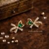 Sana – Gold Mint Crystal Bow Studs
