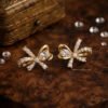 Sana – Gold Mint Crystal Bow Studs