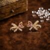 Sana – Gold Mint Crystal Bow Studs