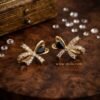 Sana – Gold Mint Crystal Bow Studs
