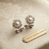 Meher – Gold Pearl Flower Stem Studs