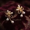 Reyna – Gold Pearl Drop Bow Studs Reyna – Gold Pearl Drop Bow Studs