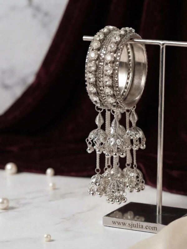Sania – Oxidised Silver Jhumka Tassel Kara Sania – Oxidised Silver Jhumka Tassel Kara