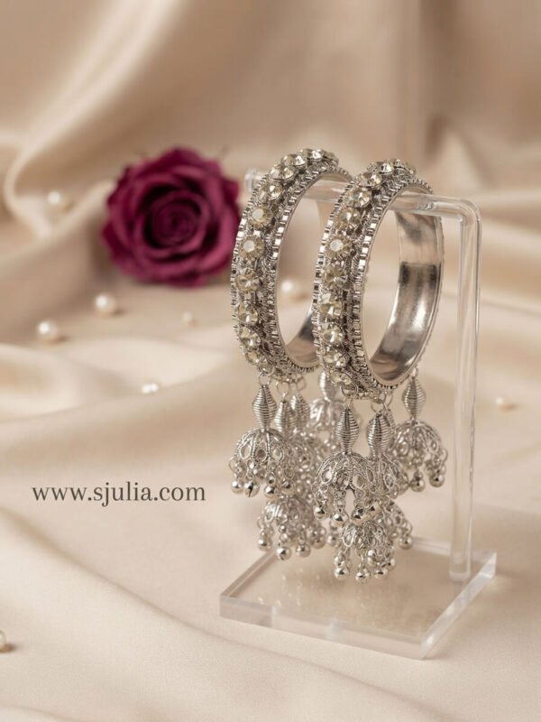 Sania – Oxidised Silver Jhumka Tassel Kara Sania – Oxidised Silver Jhumka Tassel Kara